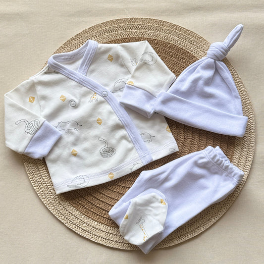 Set algodón - Blanco con animalitos
