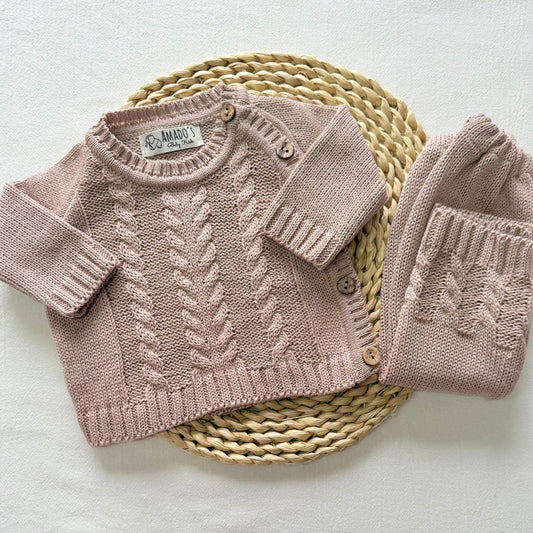 Conjunto hilo - Rosa arena trenzado