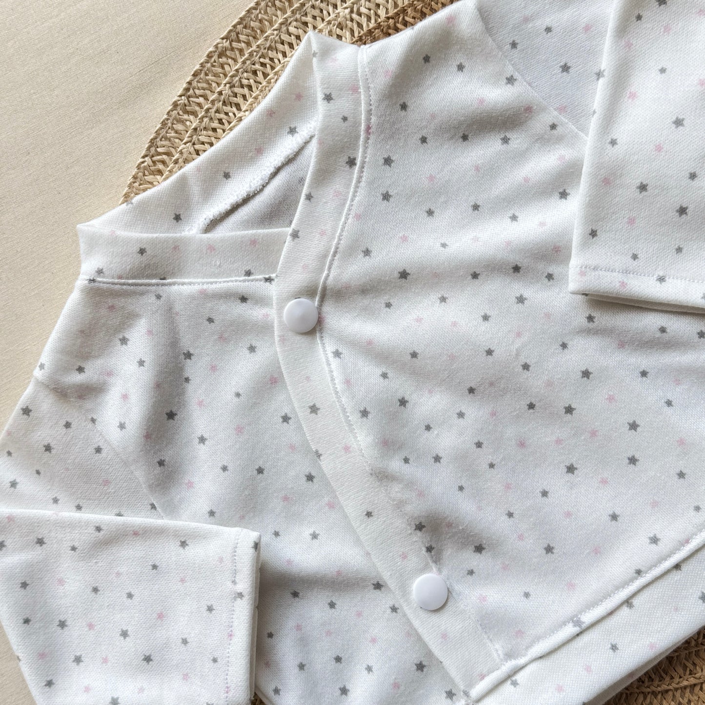 Set algodón - blanco con estrellitas rosas