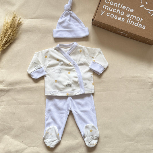 Set algodón - Blanco con animalitos