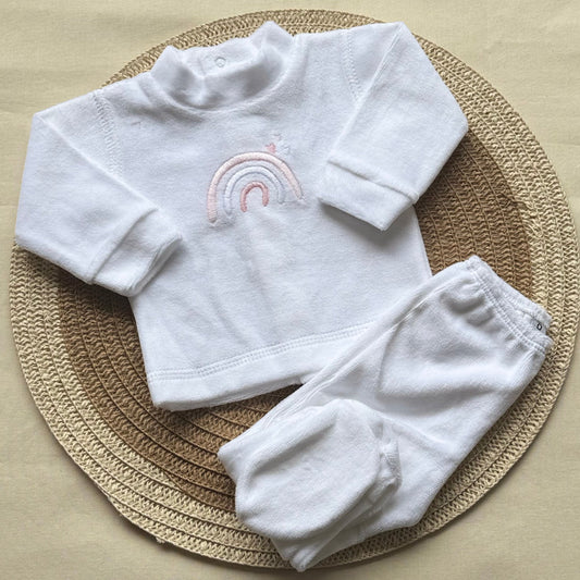 Conjunto piel durazno - Arcoíris rosa