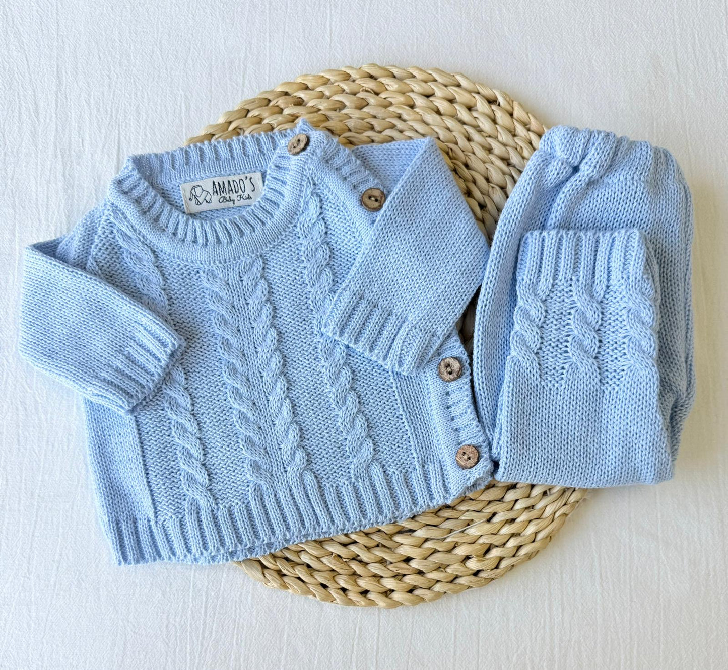 Conjunto hilo - Celeste trenzado