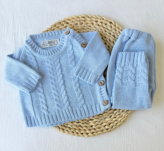 Conjunto hilo - Celeste trenzado