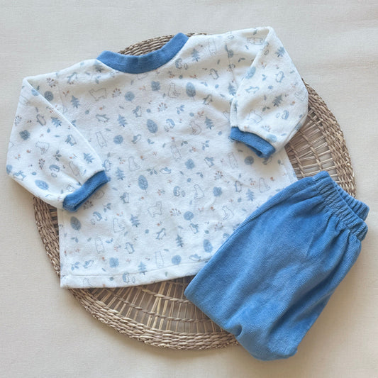 Conjunto plush - Blanco y celeste animalitos