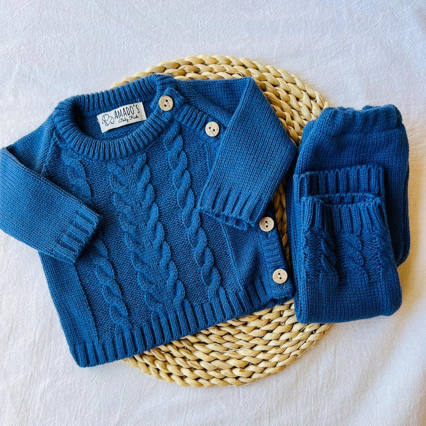 Conjunto tejido - Azul con botones