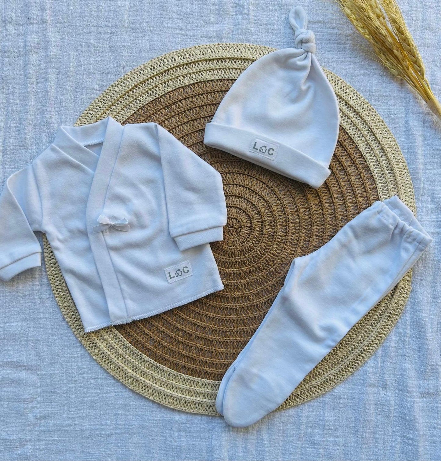 Set algodón - Blanco con moñita