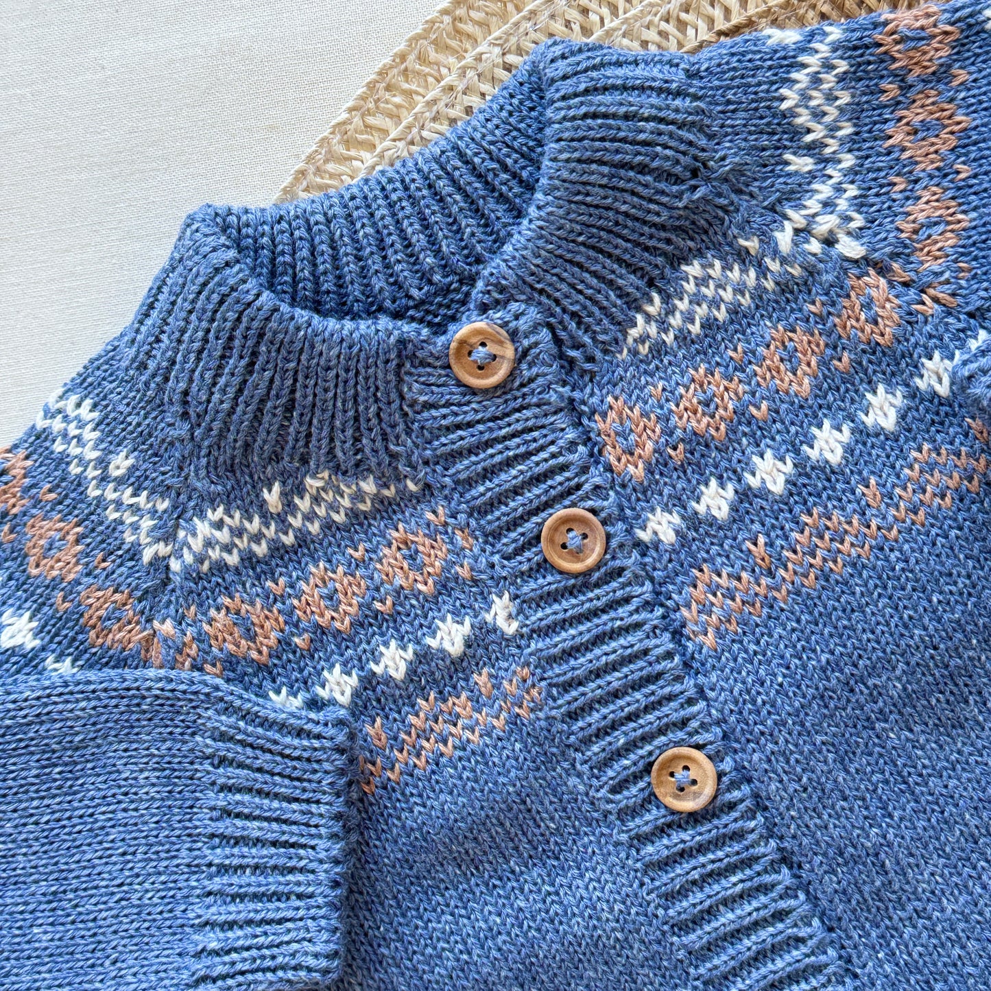 Conjunto hilo - Azul y beige