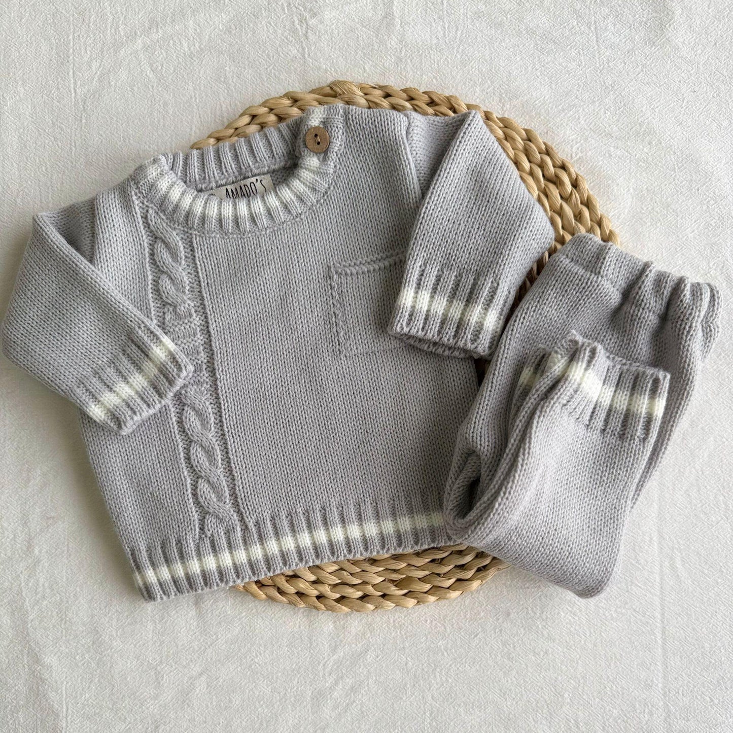 Conjunto tejido - Gris con bolsillitos