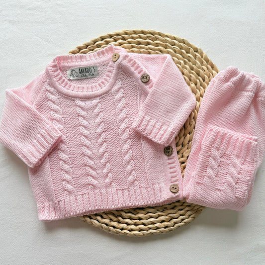 Conjunto hilo - Rosa bebe trenzado