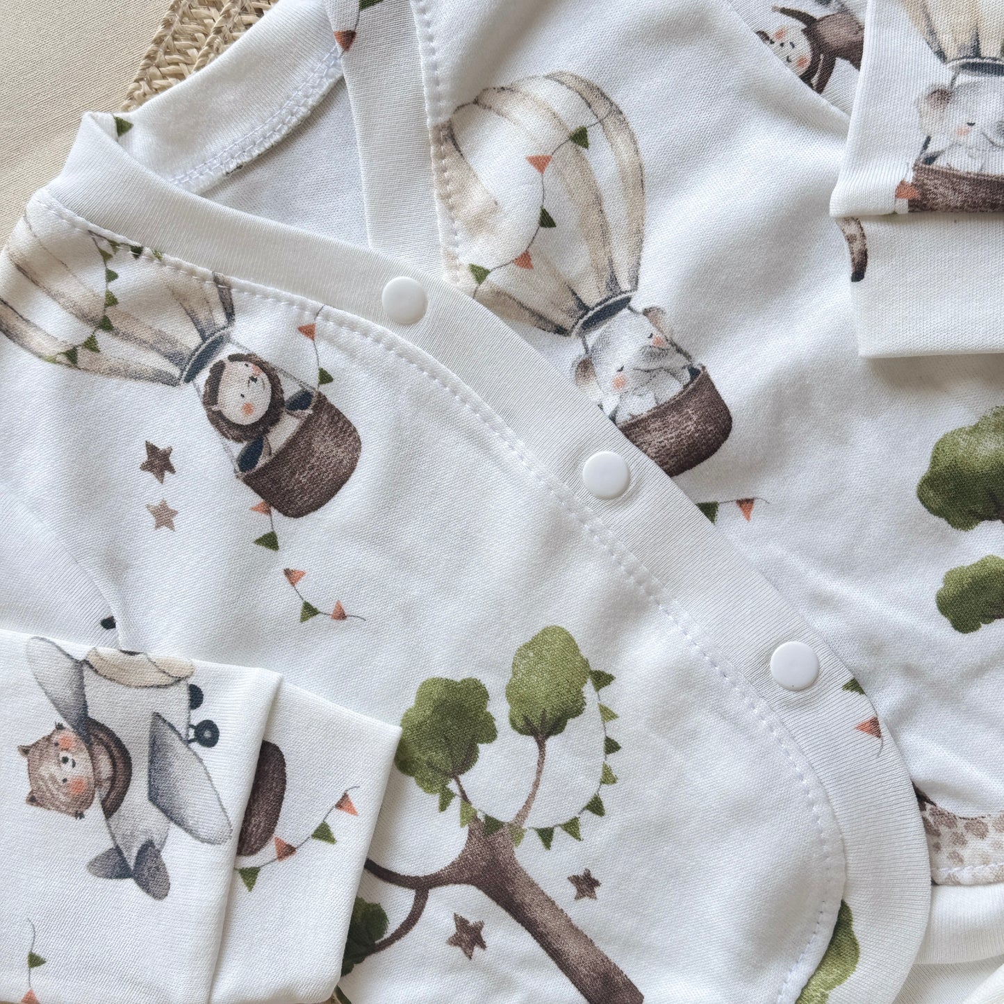 Set algodón - Animalitos pantalón blanco