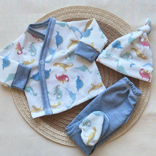 Set algodón - Dinosaurios pantalón gris