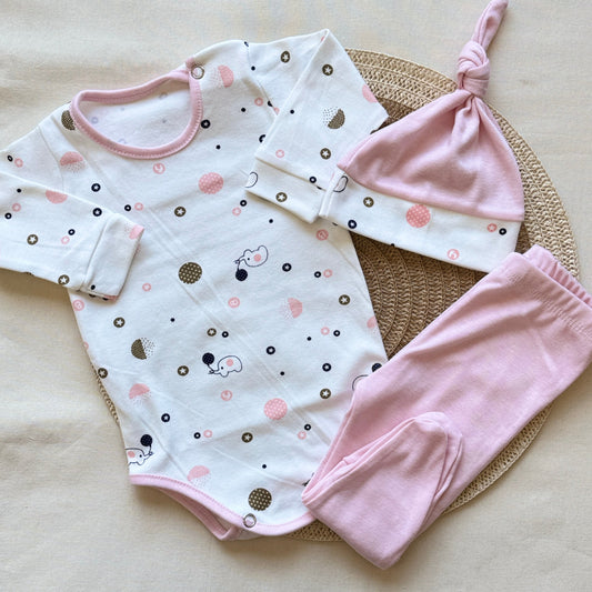 Set algodón - Rosa elefantitos