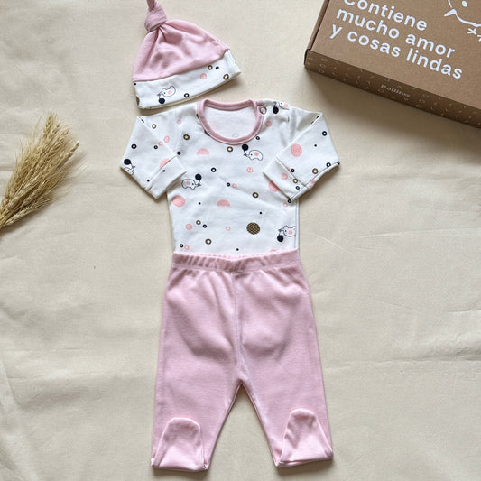 Set algodón - Rosa elefantitos