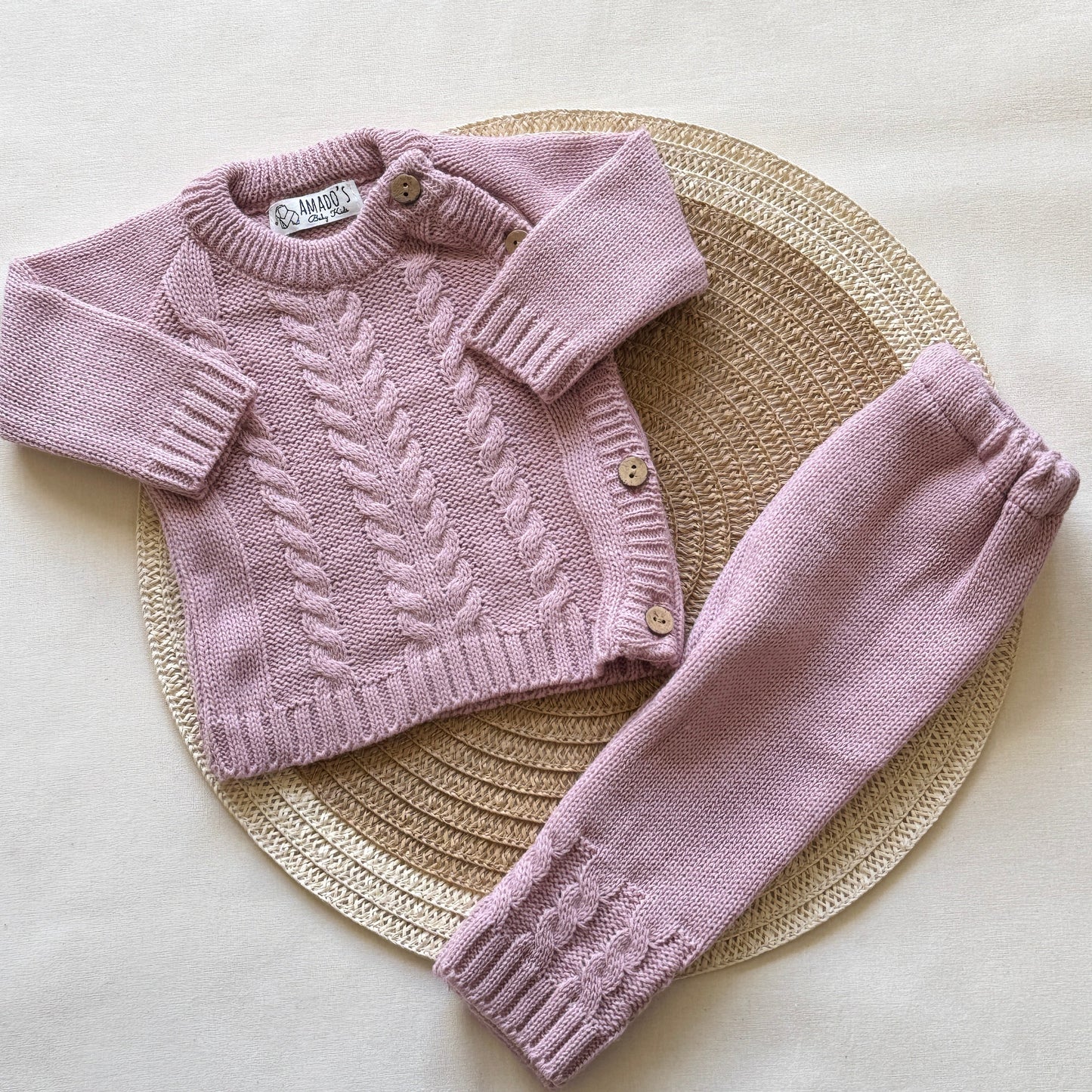 Conjunto tejido - Rosa viejo