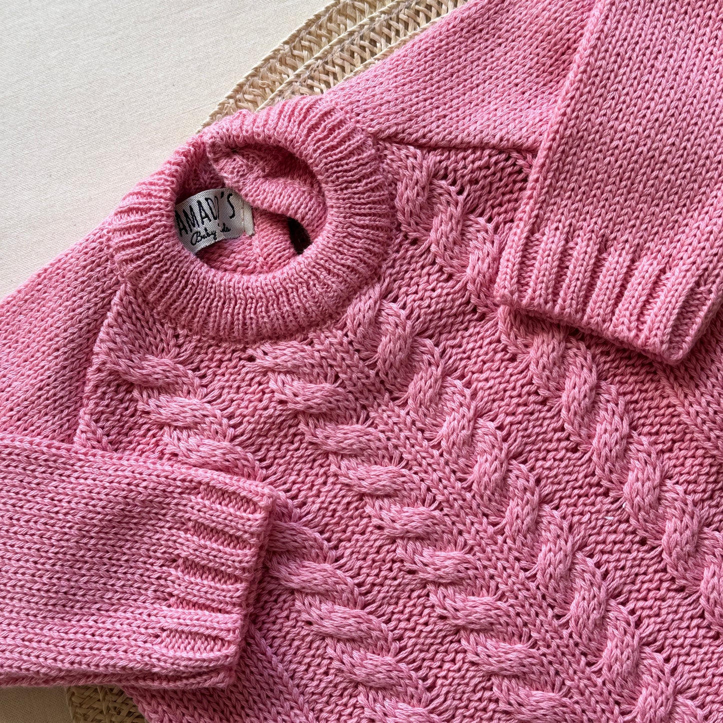 Conjunto tejido - Rosa fuerte y beige