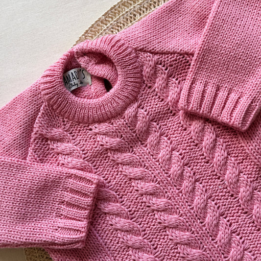 Conjunto tejido - Rosa fuerte y beige