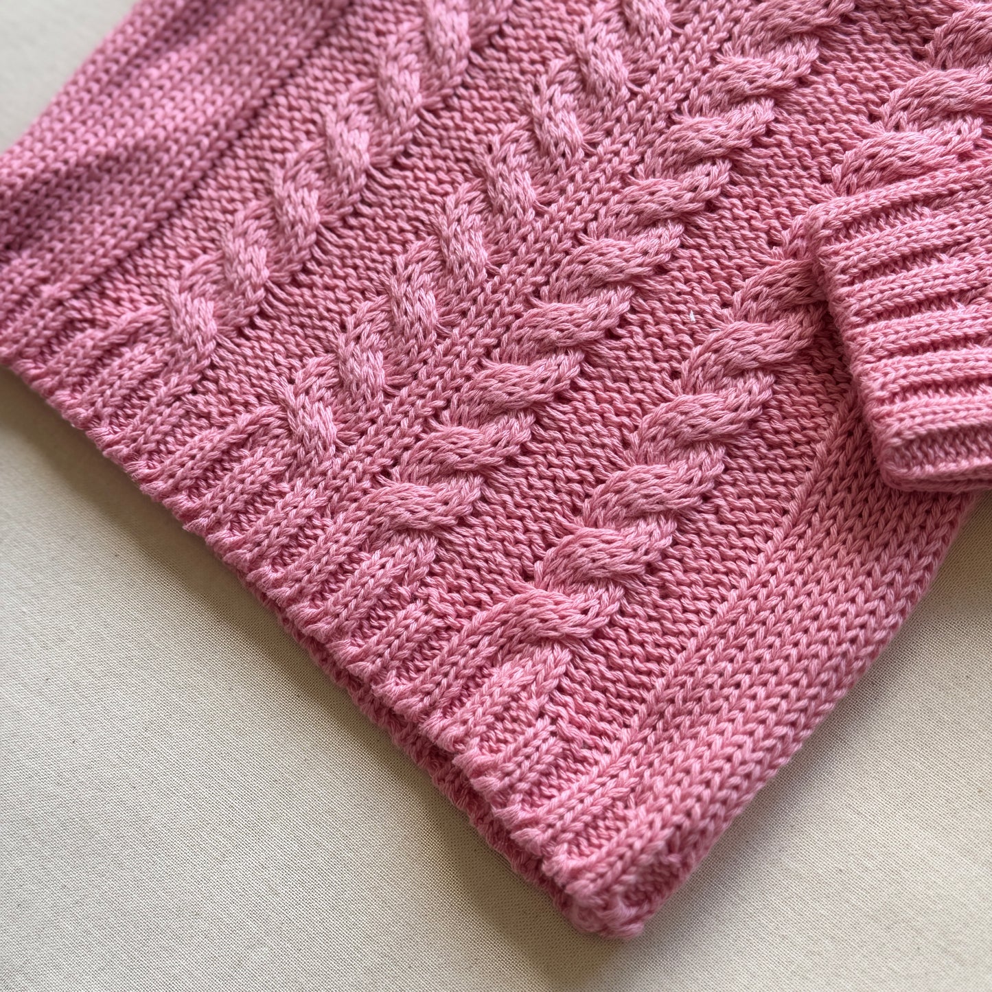Conjunto tejido - Rosa fuerte y beige