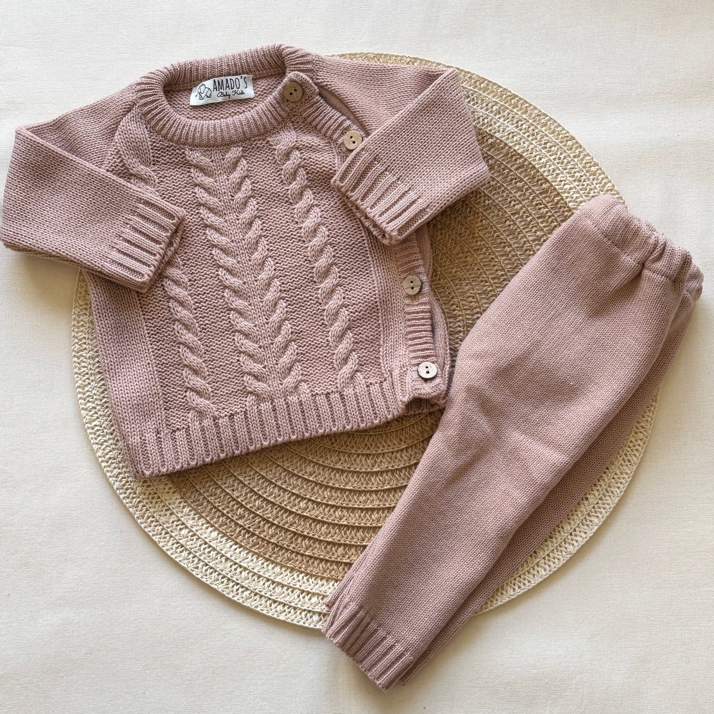 Conjunto tejido - Rosa arena