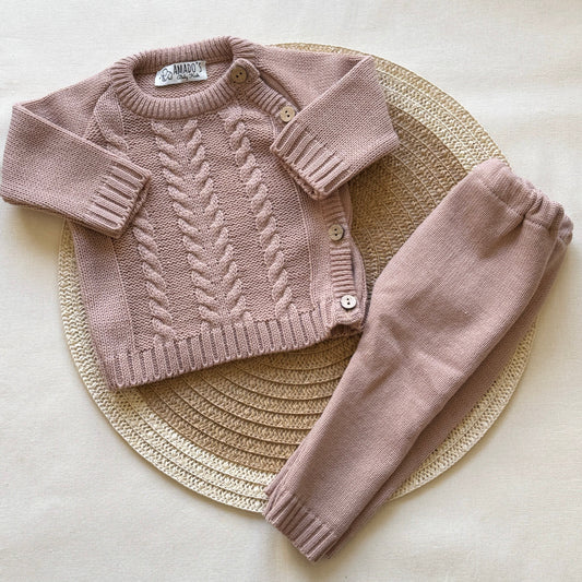 Conjunto tejido - Rosa arena