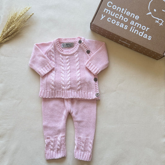 Conjunto hilo - Rosa bebe trenzado