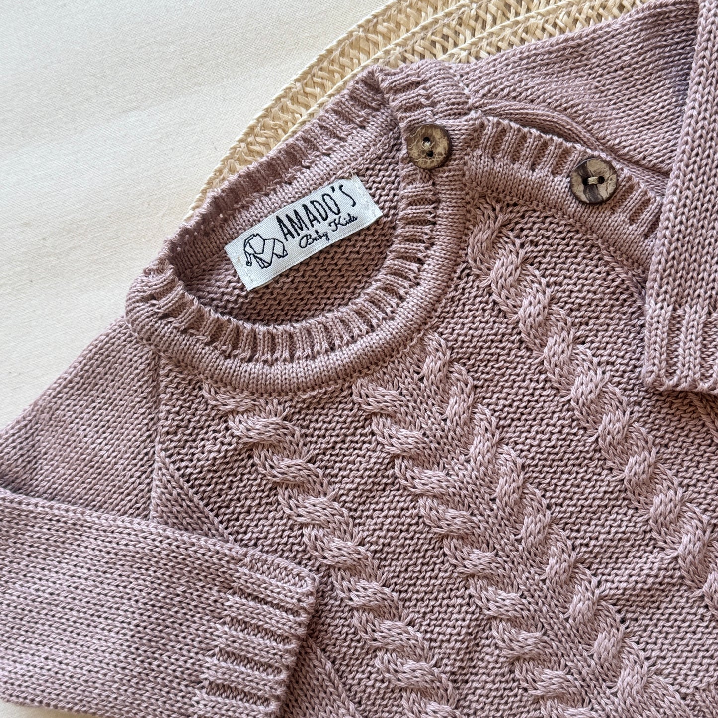 Conjunto hilo - Rosa arena trenzado