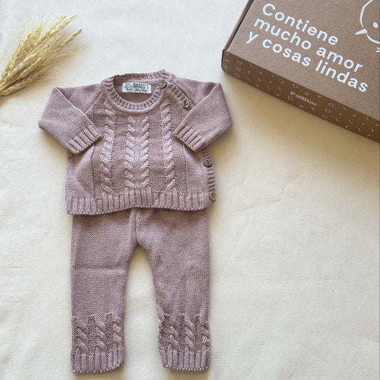Conjunto hilo - Rosa arena trenzado