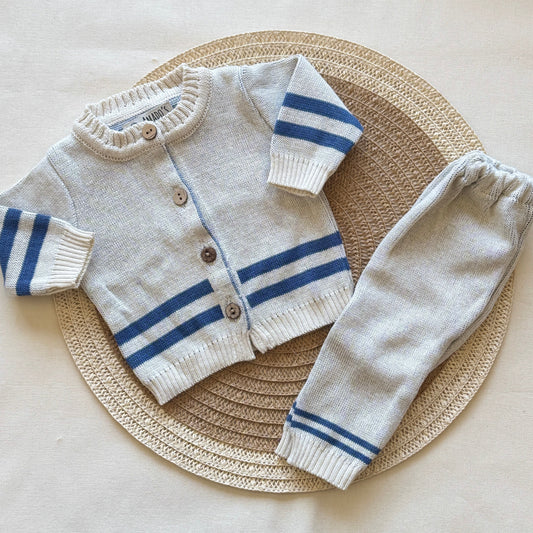 Conjunto hilo - Beige con rayas azules