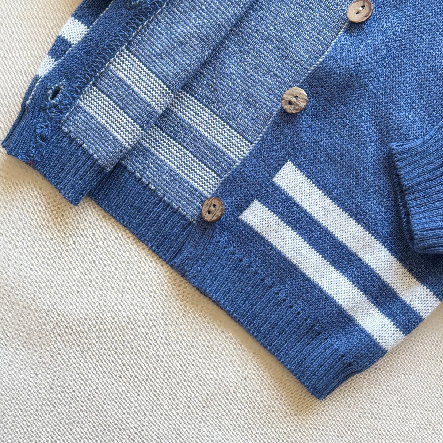 Conjunto hilo - Azul con rayas blancas