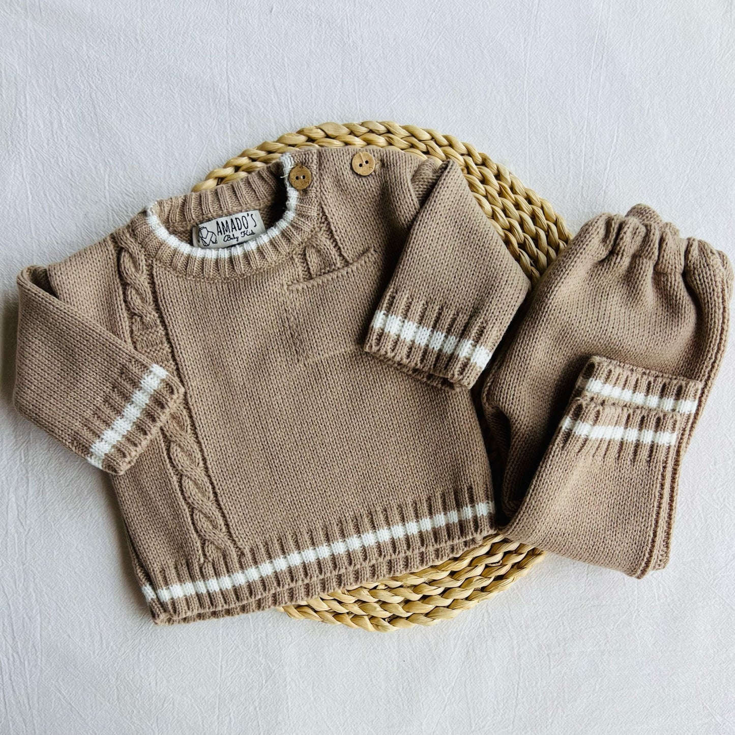 Conjunto tejido - Marrón con bolsillitos