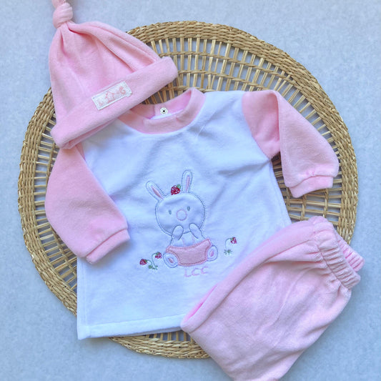 Conjunto plush - Rosa y blanco conejito