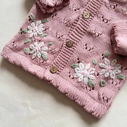 Conjunto hilo - Rosa con florcitas