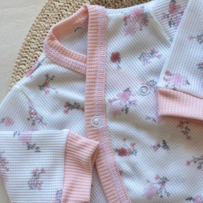 Set algodón - Rosa bebe florcitas