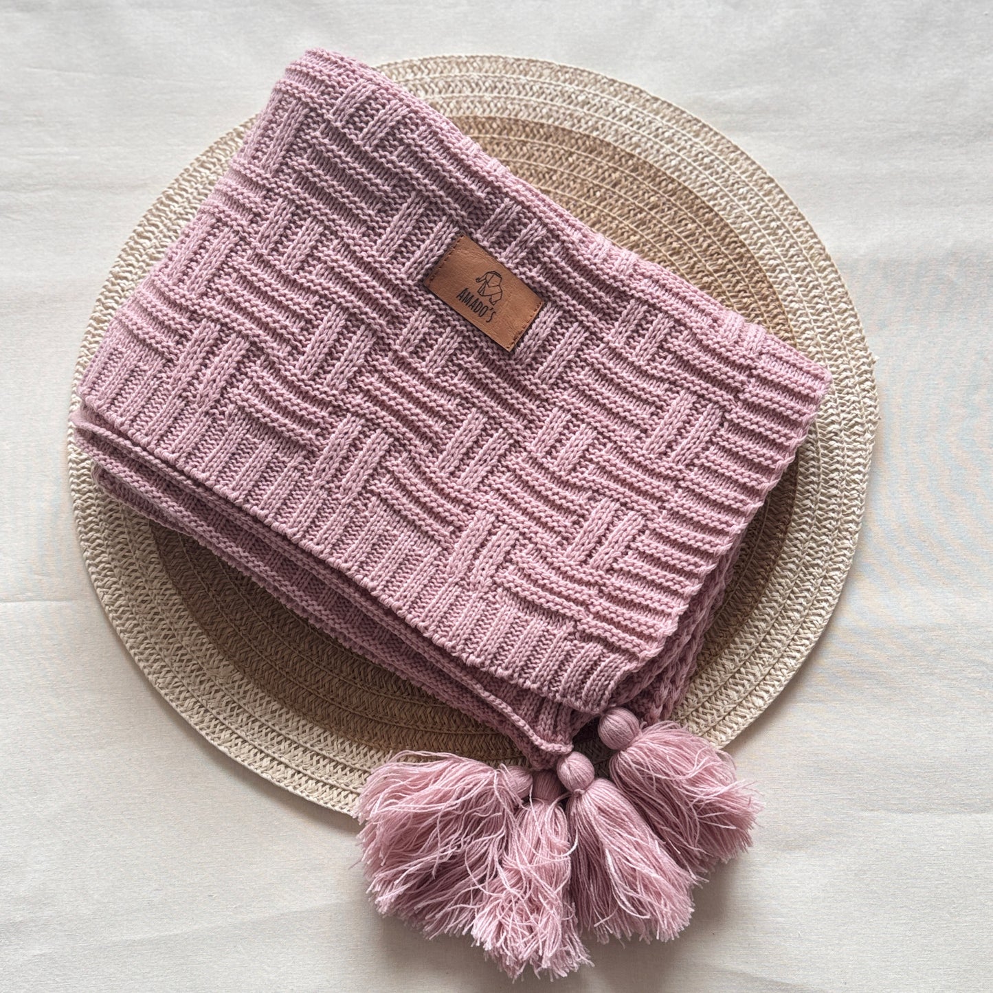 Manta tejida - Rosa viejo