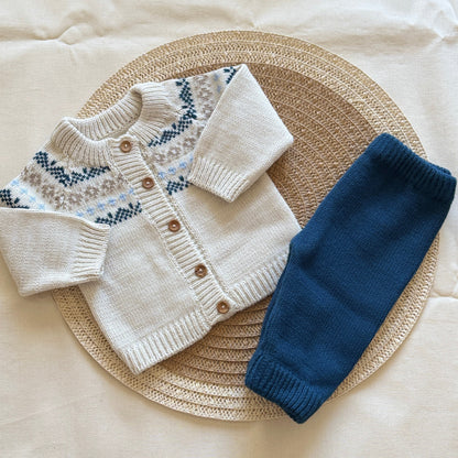 Conjunto tejido - Azul y beige