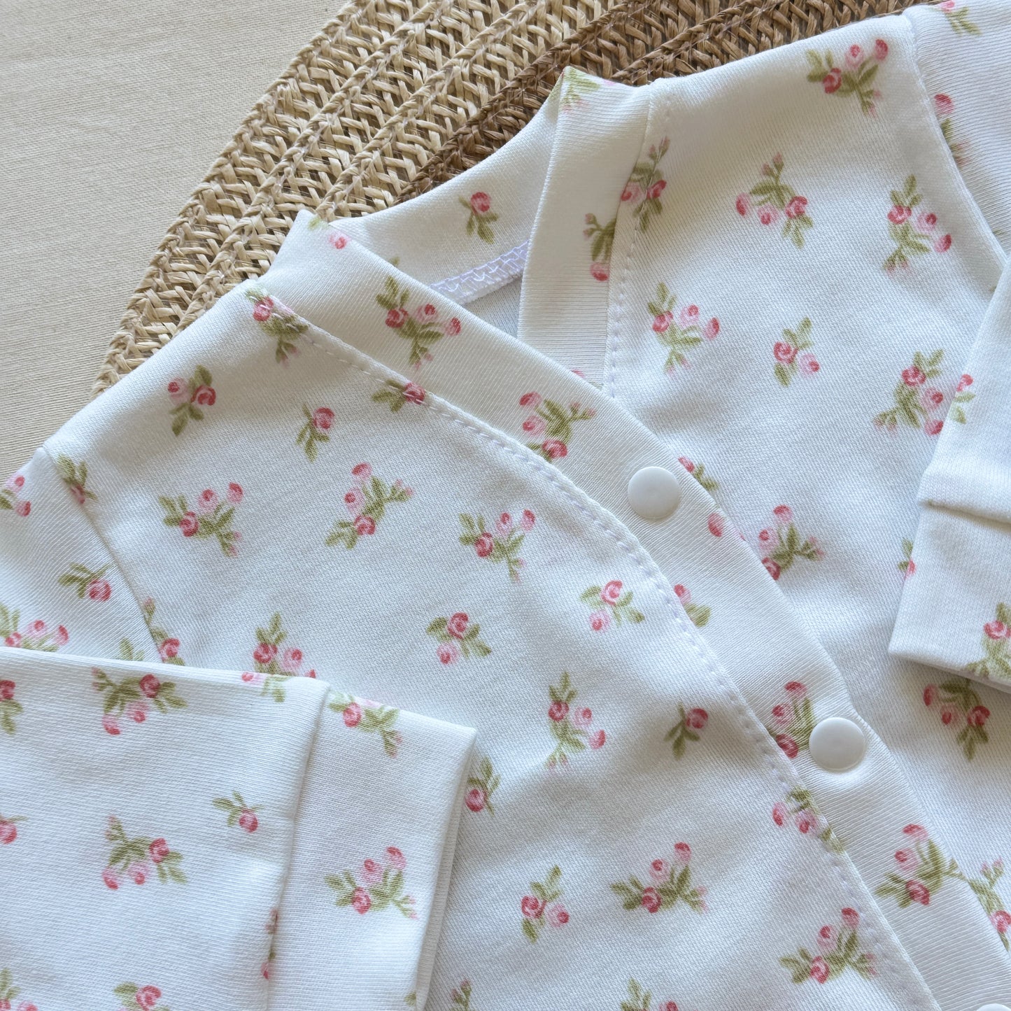 Set algodón - Flores pantalón rosa bebé