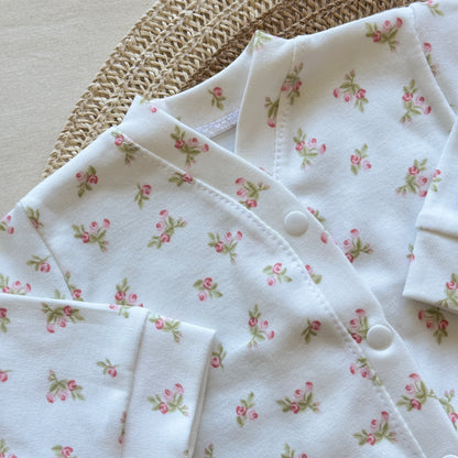 Set algodón - Flores pantalón rosa bebé