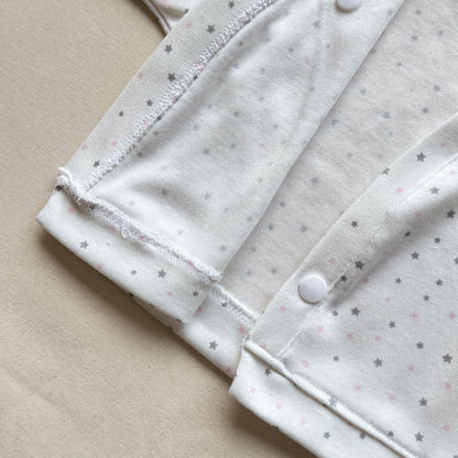Set algodón - blanco con estrellitas rosas