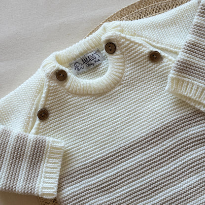 Conjunto tejido - Crema a rayas