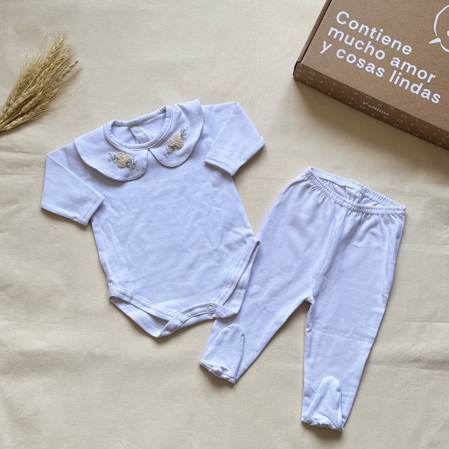 Set algodón - Florcitas blancas