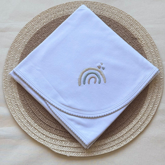Manta algodón bordada - Arcoíris