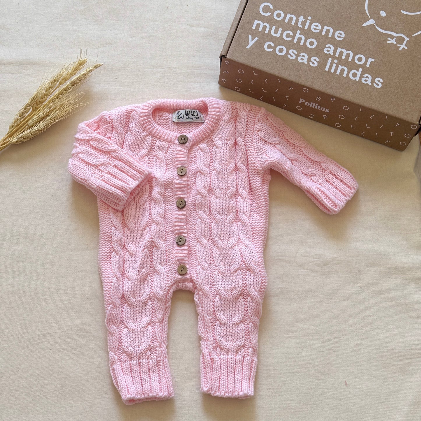 Enterito tejido - Rosa bebé