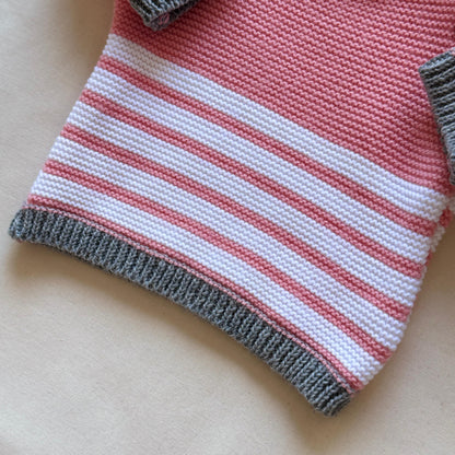 Conjunto tejido - Rosa y gris a rayas