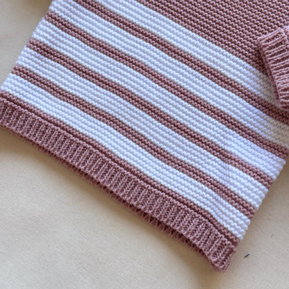 Conjunto tejido - Rosa viejo a rayas