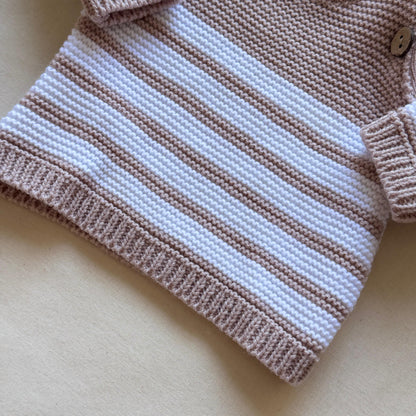 Conjunto tejido - Rosa pálido a rayas