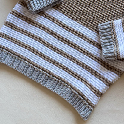 Conjunto tejido - Marrón con gris a rayas