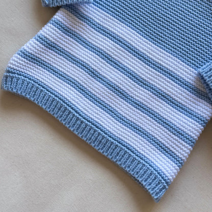 Conjunto tejido - Celeste a rayas