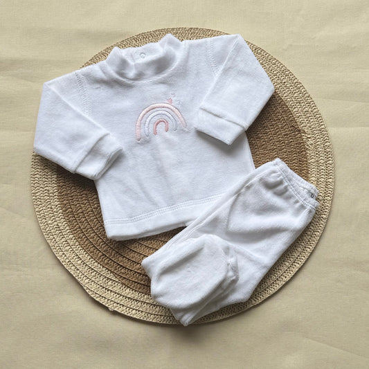 Conjunto piel durazno - Arcoíris rosa