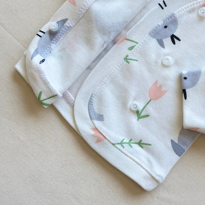 Set algodón - Pajaritos pantalón blanco