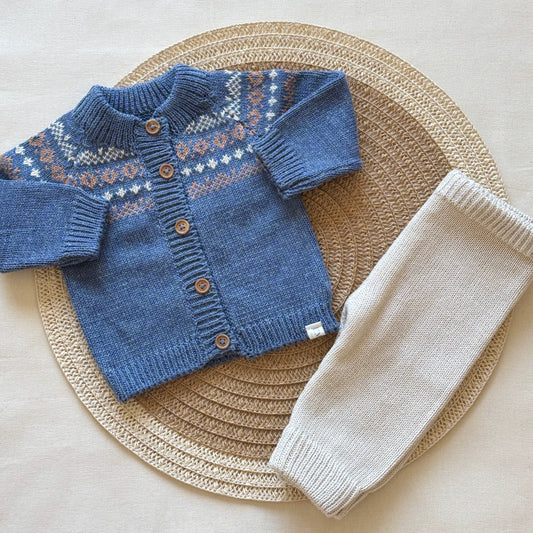 Conjunto hilo - Azul y beige
