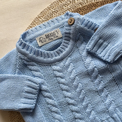 Conjunto hilo - Celeste trenzado